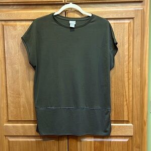 Chico’s cap sleeve top in olive green.  Size 1.